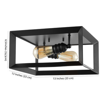 Marfa Square 13" Iron Modern Farmhouse LED Flush Mount - JONATHAN Y